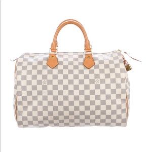 Louis Vuitton Damier Azur Canvas Speedy Bandouliere 35 Bag - Yoogi's Closet